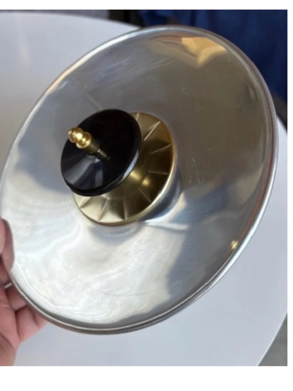 Vintage Aluminum Ice Bucket with Gold-Tone Lid and Handle